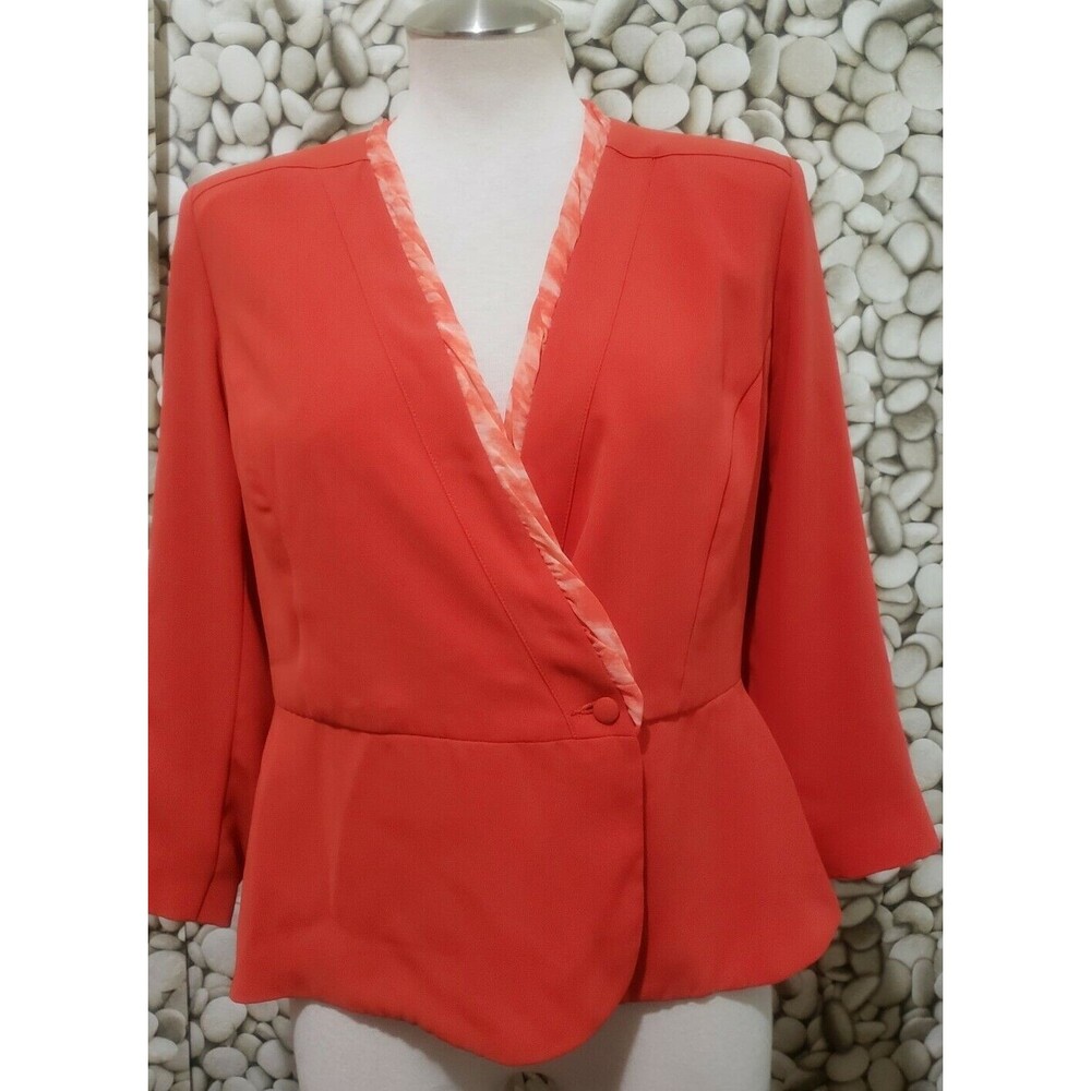 CAbi 216 Grenadine Jane Jacket Womens Size 4 Blazer Peplum Orange New
